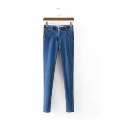 2018 Новое поступление осень Для женщин джинсы брюки краткое тонкий сексуальный Твердые Высокая талия узкие модные женские джинсовые узкие