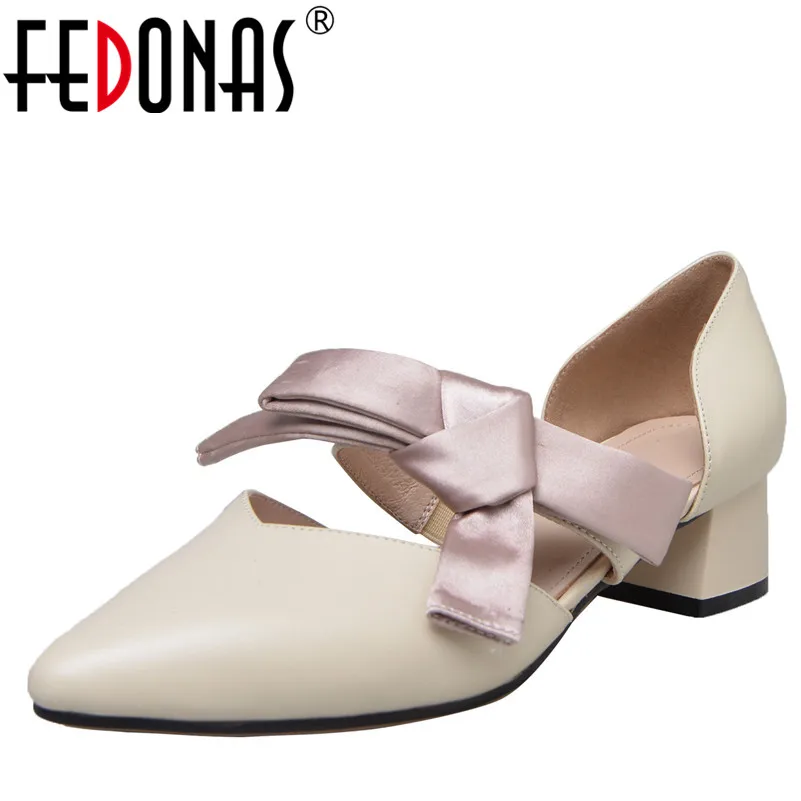 FEDONAS 1Fashion Women Mary Janes Pumps Genuine Leather Spring Autumn High Heels Shoes Woman Sweet Butterfly Knot Quality Pumps mary janes shoes woman genuine leather strange style women heels pumps pointed toe shoes string bead spring autumn women shoes