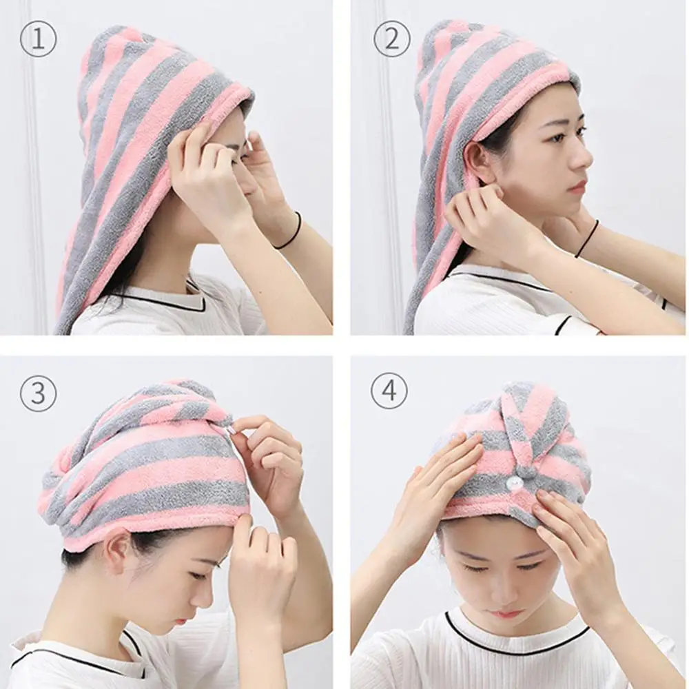 

Magic Microfiber Hair Fast Drying Dryer Towel Bath Wrap Hat Quick Cap Turban Dry Quickly Dry Hair Hat Wrapped Towel Bathing @D