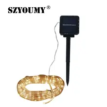 Szyoumy 10 м Фея огни строки 100 LED, Декоративный Солнечный лампа для сады, лужайки патио Новогодние ёлки свадеб вечеринок