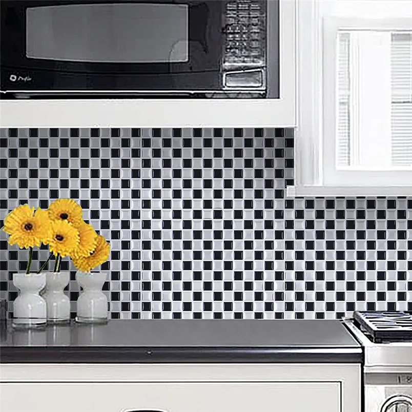 3D Self Adhesive Glitter Mosaic Tile Wall decal Sticker DIY Kitchen