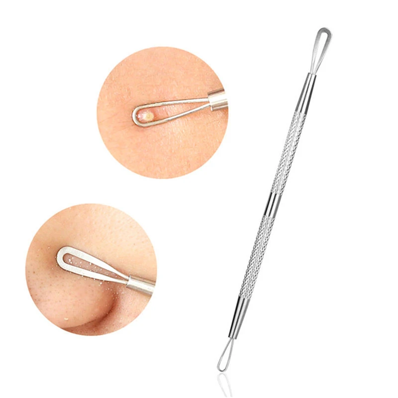 

Professional Blackhead Comedone Acne Pimple Blemish Extractor Remover Tool Stainless Steel double loop acupuncture needles tools