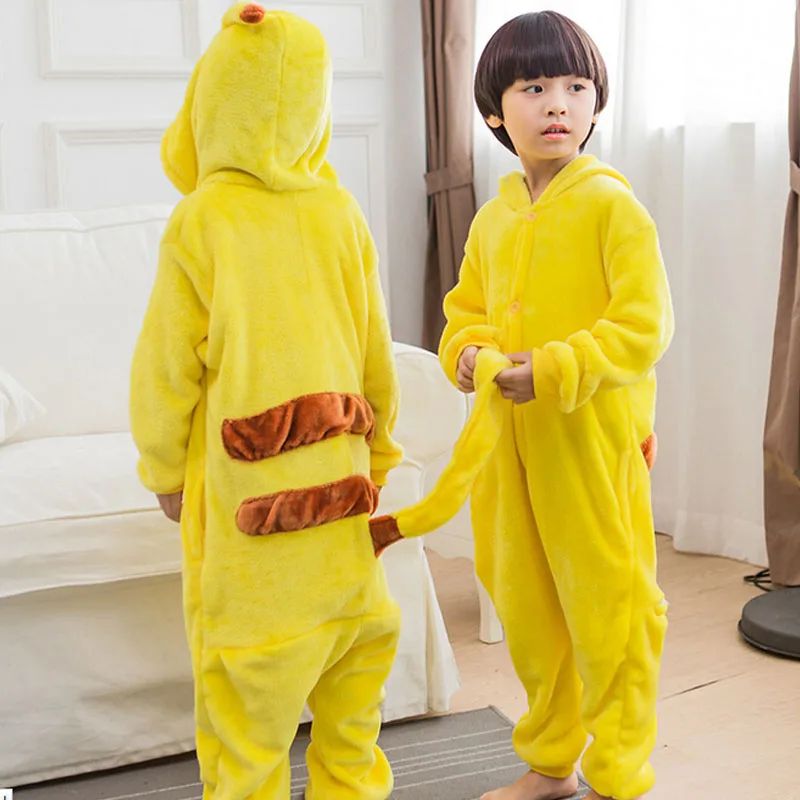 

Child Pikachu Kigurumi Pajama Onesie Kid Boy Girl Winter Anime Overall Pyjama Onepiece Baby Warn Animal Sleepwear kengurumi