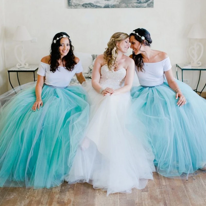 Sky Blue Princess Skirt Top Set Wedding Bridesmaid Dress Sky Blue #11 Tulle Skirt Blue Women Tulle Skirt Women Blue Skirt Bridal
