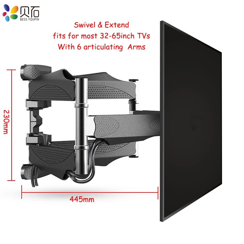 BEISHI 6 Arms ТВ настенный кронштейн Полный наклон движения костюм для 32 '' 65''
