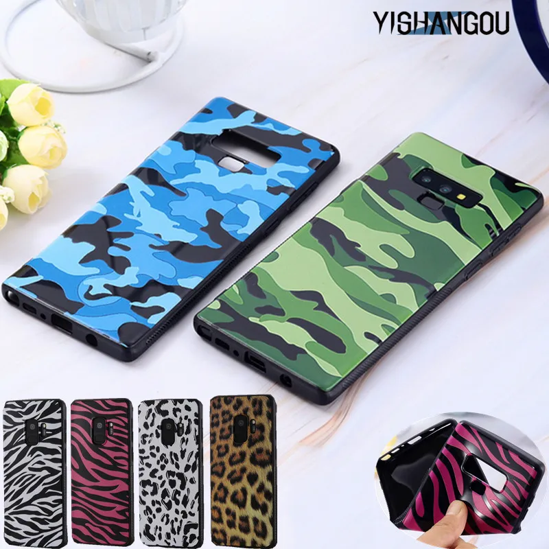 

YISHANGOU Leopard Zebra Printed Case for Samsung S8 S9 Plus Camouflag Marble Cases Soft Silicon Bumper Cover for Galaxy Note 8 9