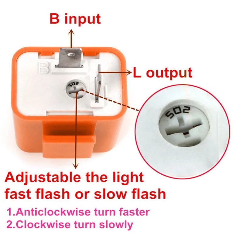 12V 2 Pin Adjustable Frequency LED Flasher Relay Turn Signal Blinker Indicator Motorcycle Accessories