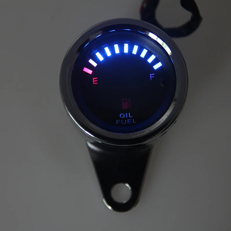 POSSBAY Universal Motorcycle Oil Fuel Gauge 12V LED Oil Fuel Level