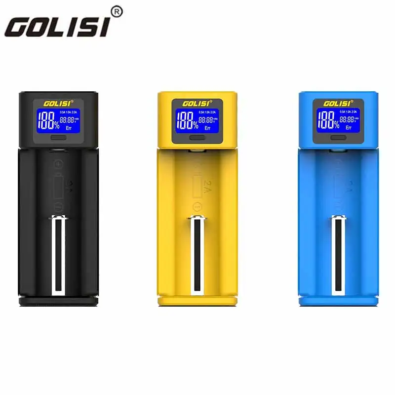 

GOLISI I 1 Battery Charger LCD Display Rechargeable Battery Charger 2A Fast Charging for 18650 21700 26650 Ni-mh Ni-cd Battery