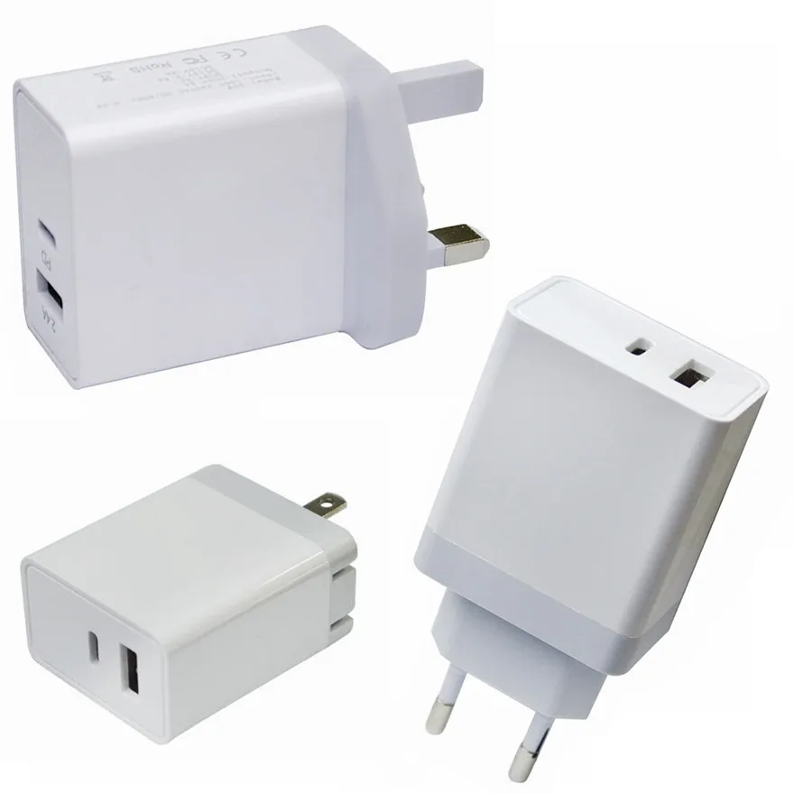 

USB PD Charger Type-C Type C Wall Phone Charger Travel Adapter Quick Support Smart Fast Charge QC3.0 For iPhone samsung Galaxy