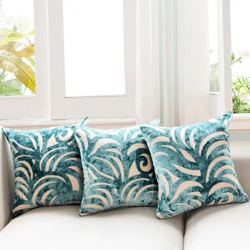 

Luxurious Flocking Velvet Pillow Cover Decorative Green Cushion Cover Home Decor Pillow Geometric Throw Pillows Pillow Case