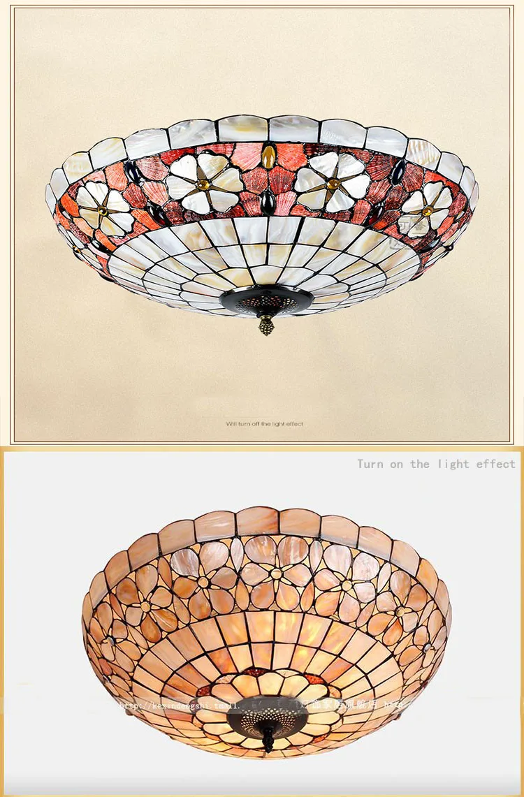 Средиземноморский барокко В виде ракушки E27 110-240 В светодиодный Тиффани Ретро Потолочные светильники Luminaria Teto потолок Лампы для мотоциклов