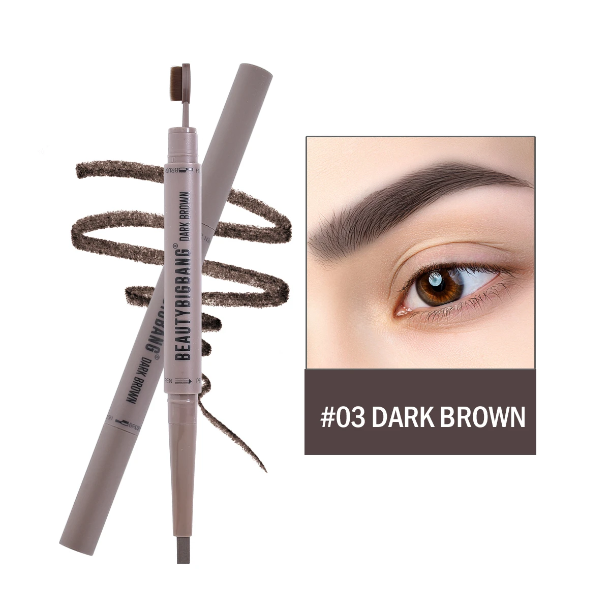 BEAUTYBIGBANG Eyebrow Pencil Double Head Black Brown Eye Brow Pencil Sobrancelha Maquillaje Maquiagem Profissional Completa - Цвет: 3