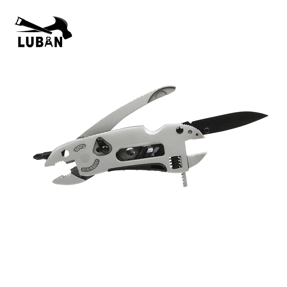 

LUBAN Adjustable Wrench Jaw+Screwdriver+Pliers+Knife Multi Tool Set Survival Gear