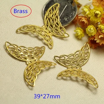 

30 Pcs Brass Filigree Butterfly Charms Pendant 39*27mm Brass Stamping Findings For Jewelry - Free Shipping
