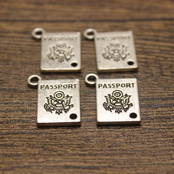 

25pcs--18x35mm Antique Tibetan silver passport charm pendant For DIY Jewelry Making