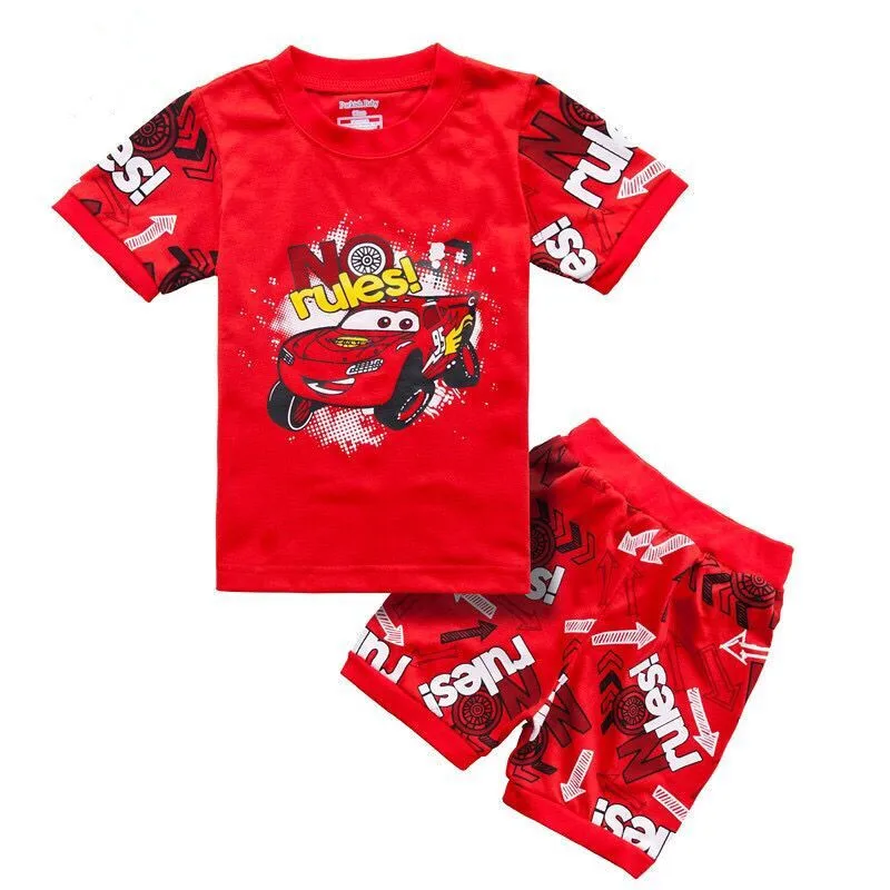 Летний комплект для мальчиков с Бэтменом, Суперменом, человеком-пауком; детская хлопковая футболка и шорты; домашняя одежда для мальчиков; детская одежда - Цвет: 2