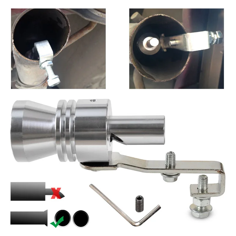 

Youwinme Universal Size S 18mm Auto Exhaust Pipe Car BOV Turbo Simulator Sound Whistle Muffler Silver