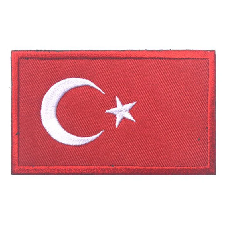 

3D Embroidery Asian Flag Turkey Badge Armband Army Fan Outdoor Morale Chapter Cloth Sticker Sticker 8*5cm Clothing Personality P