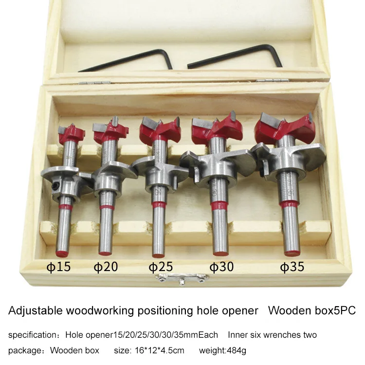 5 шт./1 шт. Зенковка Forstner набор фреза для деревообработки сверлильная пила с регулируемой глубиной Шестигранная головка ручные инструменты коробка - Цвет: Серебристый