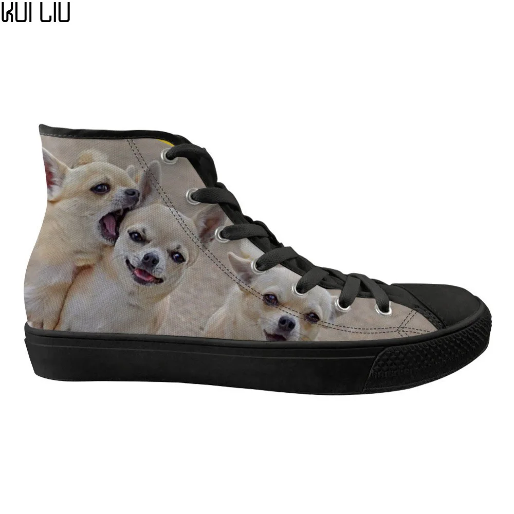 

Customized Cute Women's Shoes Flats Animal Chihuahua Pattern Brand Ladies High Top Canvas Spring Shoes Woman Zapatillas Mujer