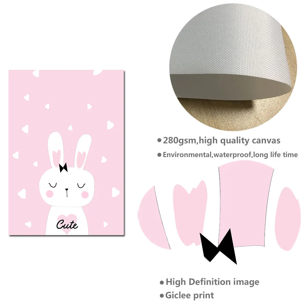 Настенный художественный холст Smile Cloud Rabbit плакат для детской с принтом цитатой