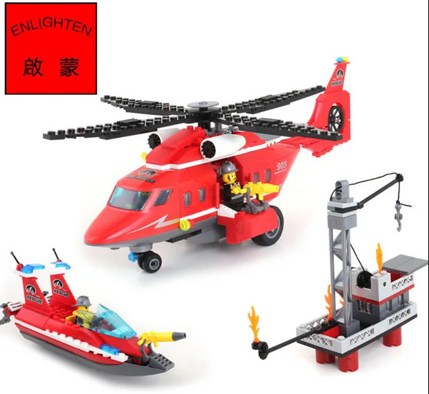 building block set compatible with lego city fire protection rescue team 3D Construction Brick Educational Hobbies Toys for Kids block-set