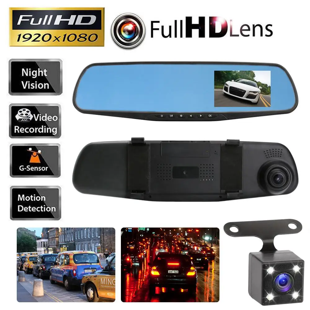 2017 Car DVR font b Camera b font Rearview Mirror Auto Dvr Dual Lens Dash Cam