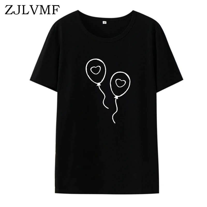 

Zjlvmf Cute Fashion Balloons Tshirt Women 2019 Summer New Harajuku Short Sleeve Fashion O-neck Cartoon Printing Women T Shirt