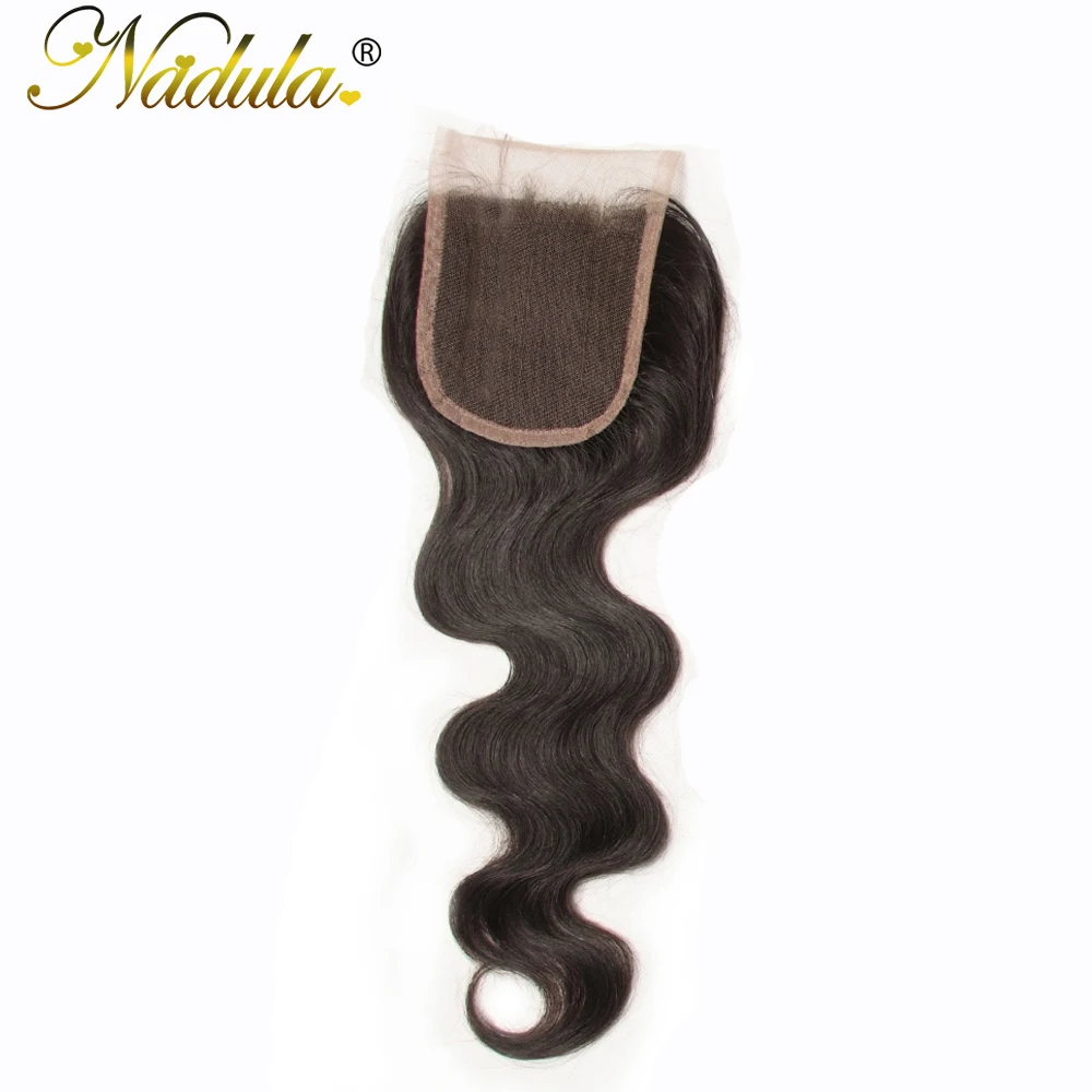 

Nadula Hair Company Free Part Indian Hair Body Wave Closure Piece 10-20inch Remy Hair Weave Swiss Lace Closure Free Shipping