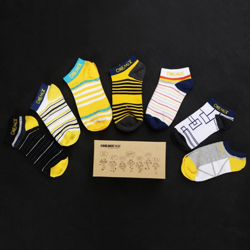 ONEMIX Comfortable Casual Men Women Cotton Socks Simple Striped Outdoor Sport Training 7 Pair On Random