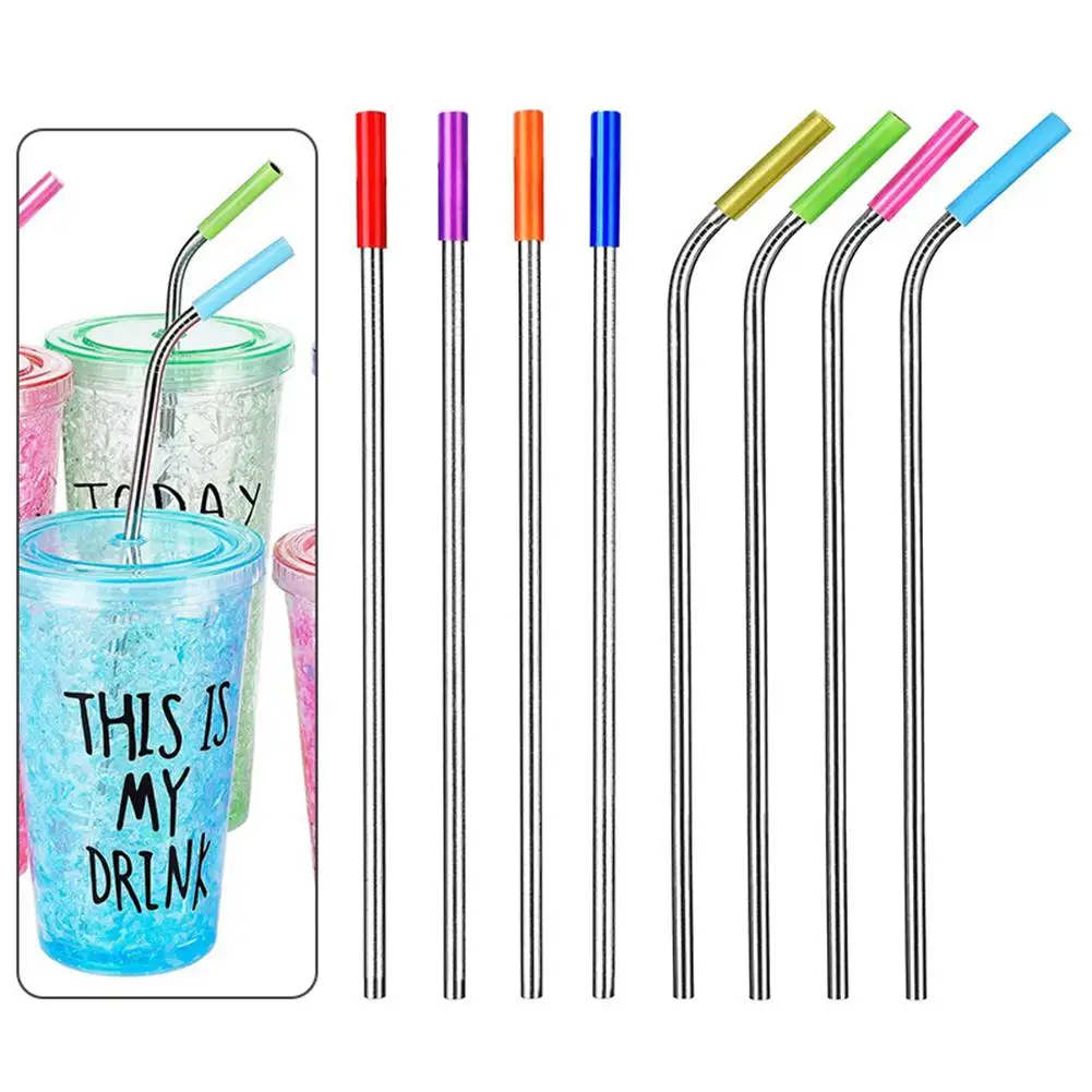 

Hot Reusable Stainless Steel Drinking Straw Silicone Case Cleaner Brush Kit Tools Useful