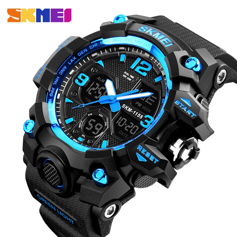 Online Reloj deportivo militar para hombre, reloj de pulsera de 50M impermeable Digital de cuarzo SKMEI de lujo para hombre