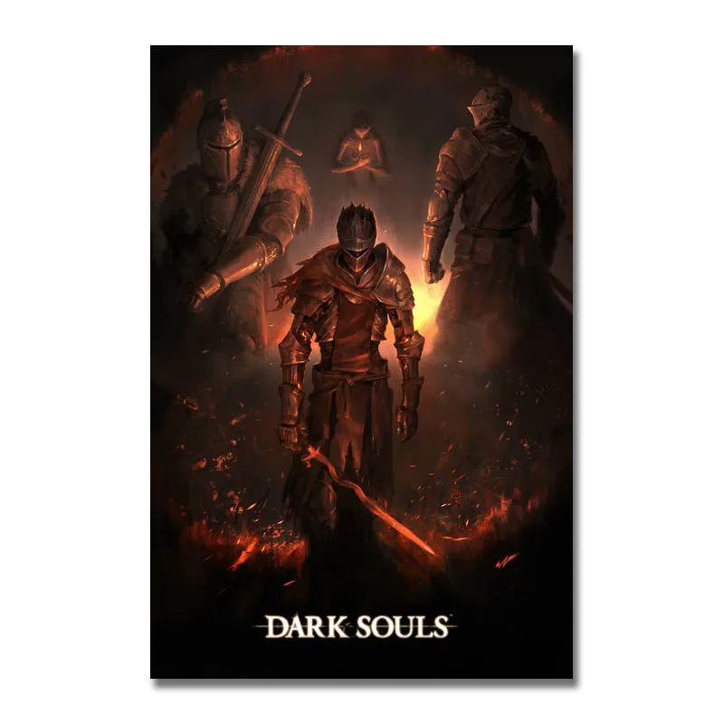 Шелковая или из плотной ткани с принтом Dark Souls Горячая игра плакат 13x20 32x48 дюймов