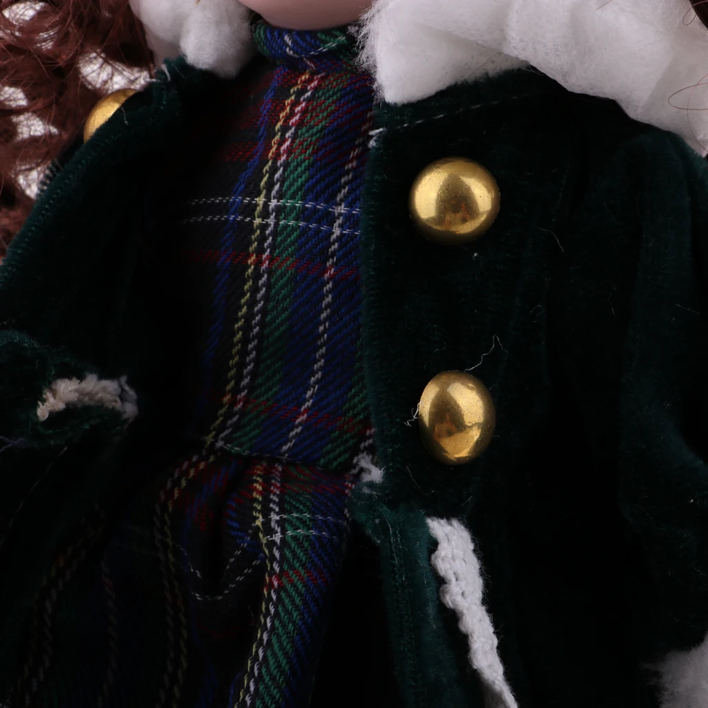 30 см винтажная девушка кукла леди в длинном клетчатом платье шляпа куклы дом Миниатюрный аксессуар фарфоровая коллекция кукол