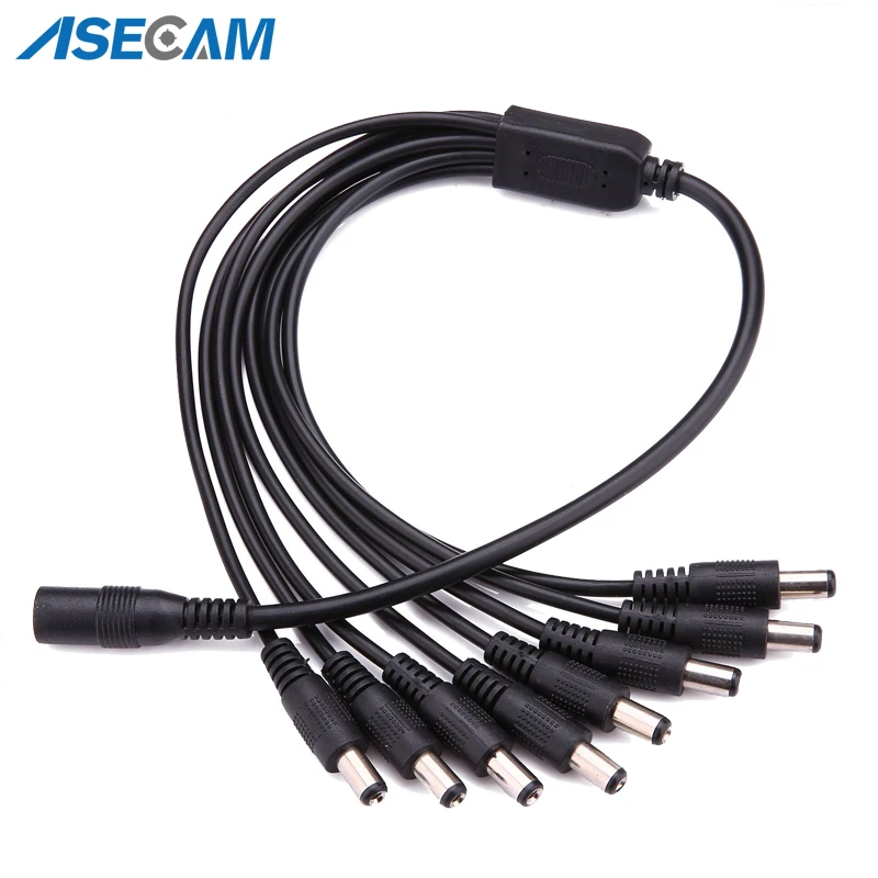 5.5x2.1mm CCTV Camera 1 Female to 2 Male DC 12V Power Splitter Cable Adapter HTS