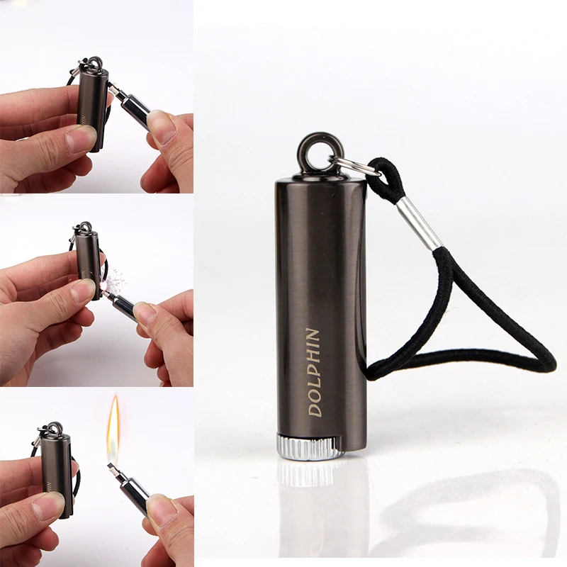 

Survival Tool Lighter Kit for Outdoor Keychain Flint Fire Starter Shell Matches Key Chain Portable Bottle Shaped Free Fire