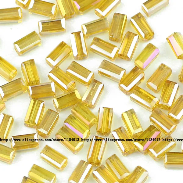 JHNBY прямоугольные Австрийские хрустальные бусины 4*8 мм 50 шт высококачественные стеклянные бусины квадратной формы для изготовления браслетов своими руками - Цвет: CF407 Gold champagne