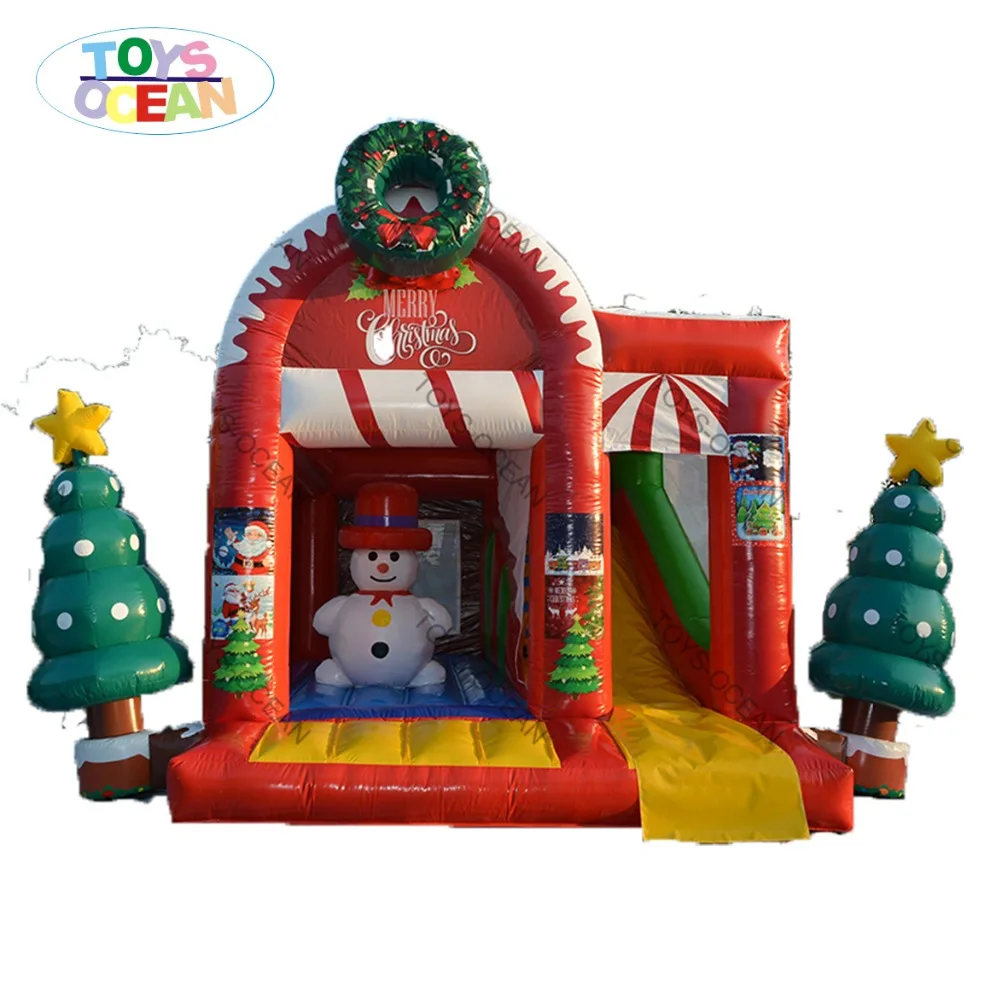 New Snowman Christmas Inflatable jumping Castle with slide Santa Claus