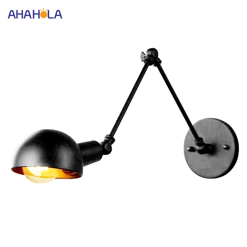 

Industrial Vintage E27 Black Wall Lamp Lighting Arm Adjustable Nordic Retro Black Wall Lights for Bedroom Wall Lamp Loft Style