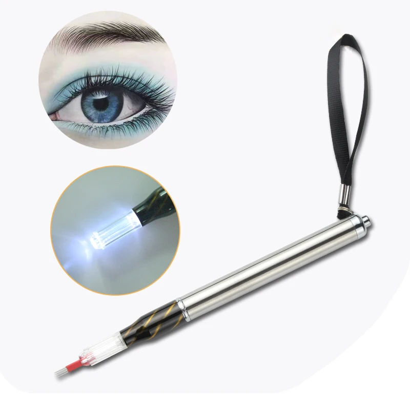 

1pc Microblading Pen With LED Light Multifunction Needle Blade Manual Tattoo Pen Machine Permanent Makeup Eyebrow Munsu Tebori