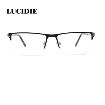 

LUCIDIE Stainless steel black Ultralight optical half frame eyeglasses fashion classic clear lens men glasses frames