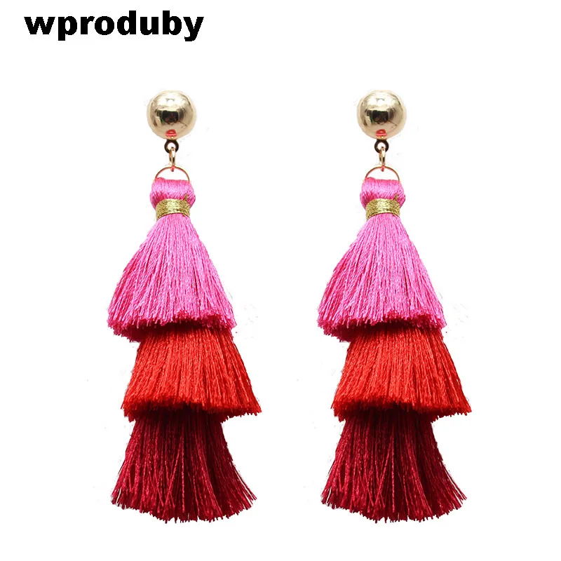 

2017 New Fashion Tassel Earrings Handmade Trendy Women Wedding Statement Earrings Wholesale Fringed Earrings