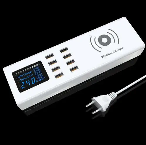 

Universal Qi Wireless Charger Smart 8 Ports USB Fast Charger Led Display Charging Pad Power Socket Adapter Strip EU AU UK Plug