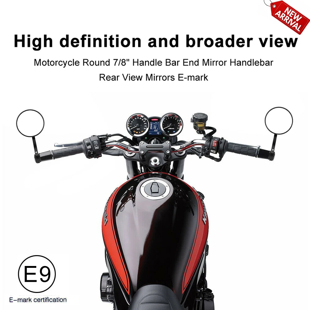  New Arrival E-mark Round Side Rear View Mirrors for Adjust 7/8