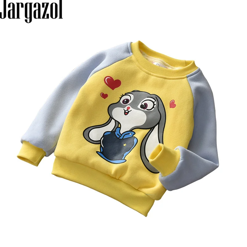 

Children Sweatshirt Baby Girl Outfit Cartoon Rabbit Printe Toddler Long Sleeve Tops Winter Spring Korean Baby Boy Fleece Clothes