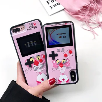 

Pink Panther Color Display Phone Coque For iPhone 7 6 6s 8 Plus Case Game Console Soft TPU Cover For iPhone X XS MAX XR 10 Funda