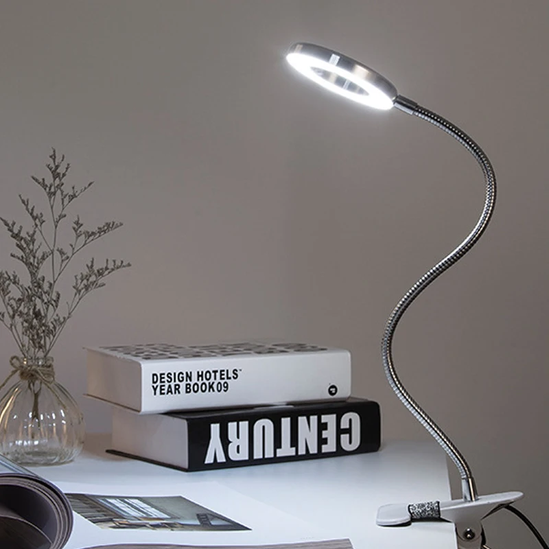 USB Клип Светодиодный настольный светильник 5 Вт Регулируемая яркость прикроватная лампа свет книги для спальни гостиной украшения дома