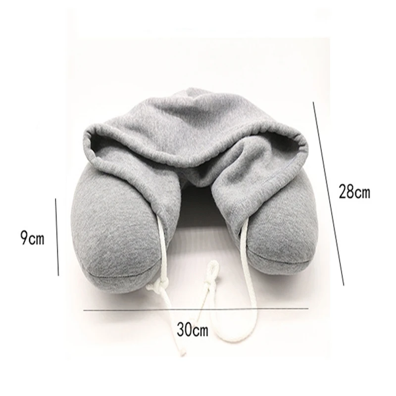 JXSLTC Travel Accessories Soft Hooded  U Shaped Pillow Hat Solid Color Bedding Body Pillows With Cap For Men Women Body Pillow