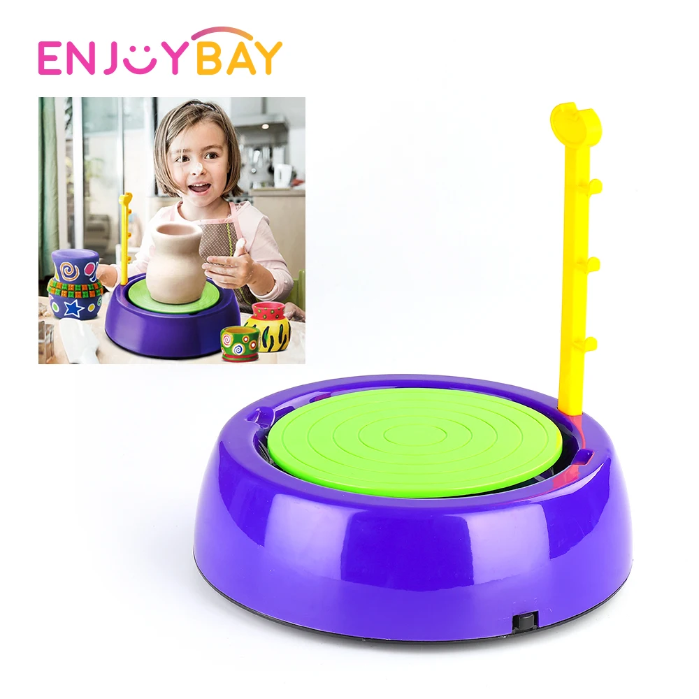 

Enjoybay DIY Ceramic Pottery Machine Toy Electric Pottery Wheels with Clay Kids Arts Craft Toy Funny Birthday Gifts for Children